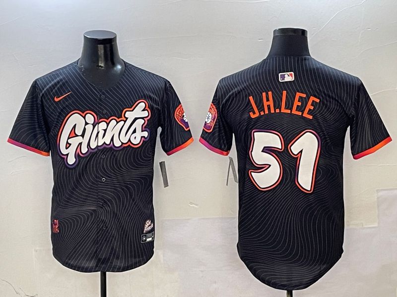 Men San Francisco Giants #51 J.H.Lee Black Second generation Joint Name Nike 2025 MLB Jersey style 1